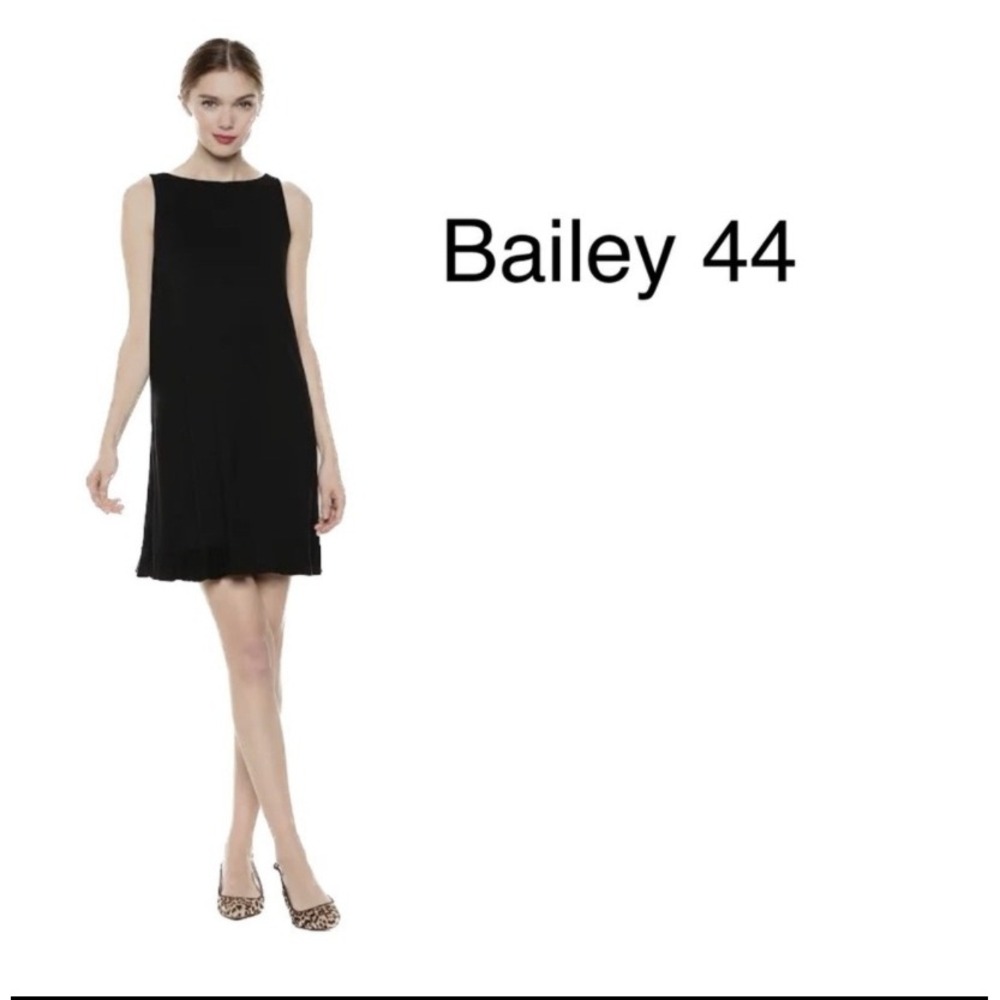 Bailey‎ 44 Black Sleeveless Ruffle Hem Dress Above Knee Mini Casual High Neck M